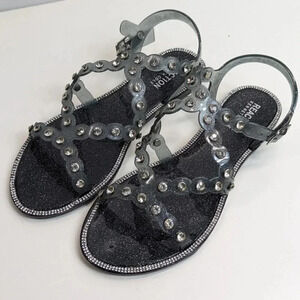 New Kenneth Cole Dahlia Clear Jelly Studded Flat Sandals Size 7